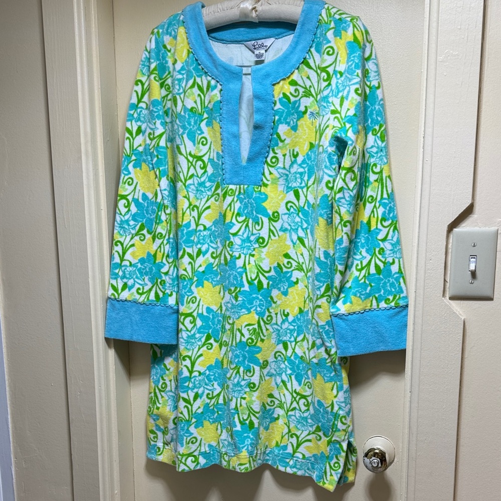 Lilly Pulitzer Blue and Yellow Floral Tunic